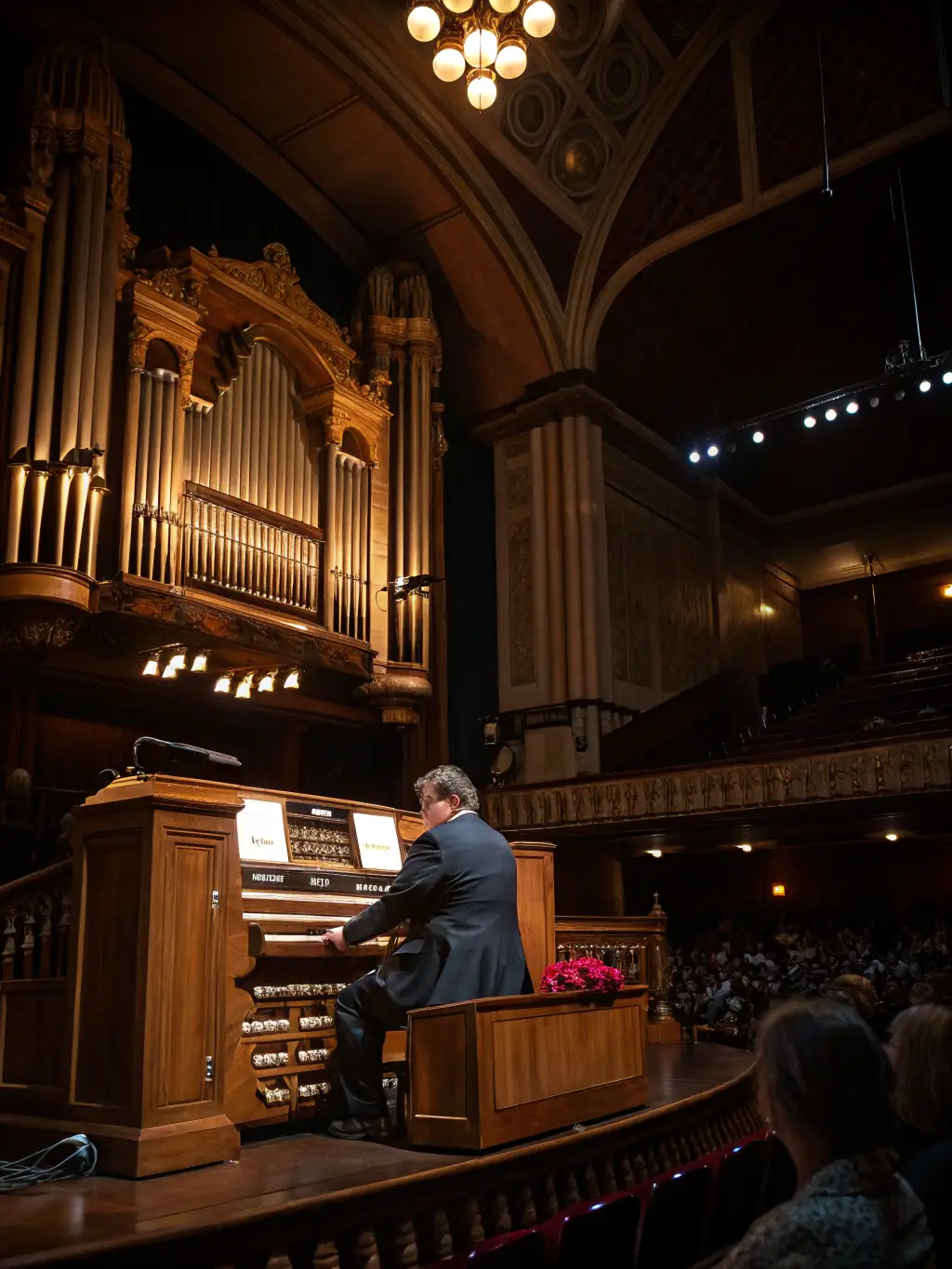 An image of a concert in the basilica featuring the Merklin organ with an engaged audience, illustrating the cultural events supported by the organization.