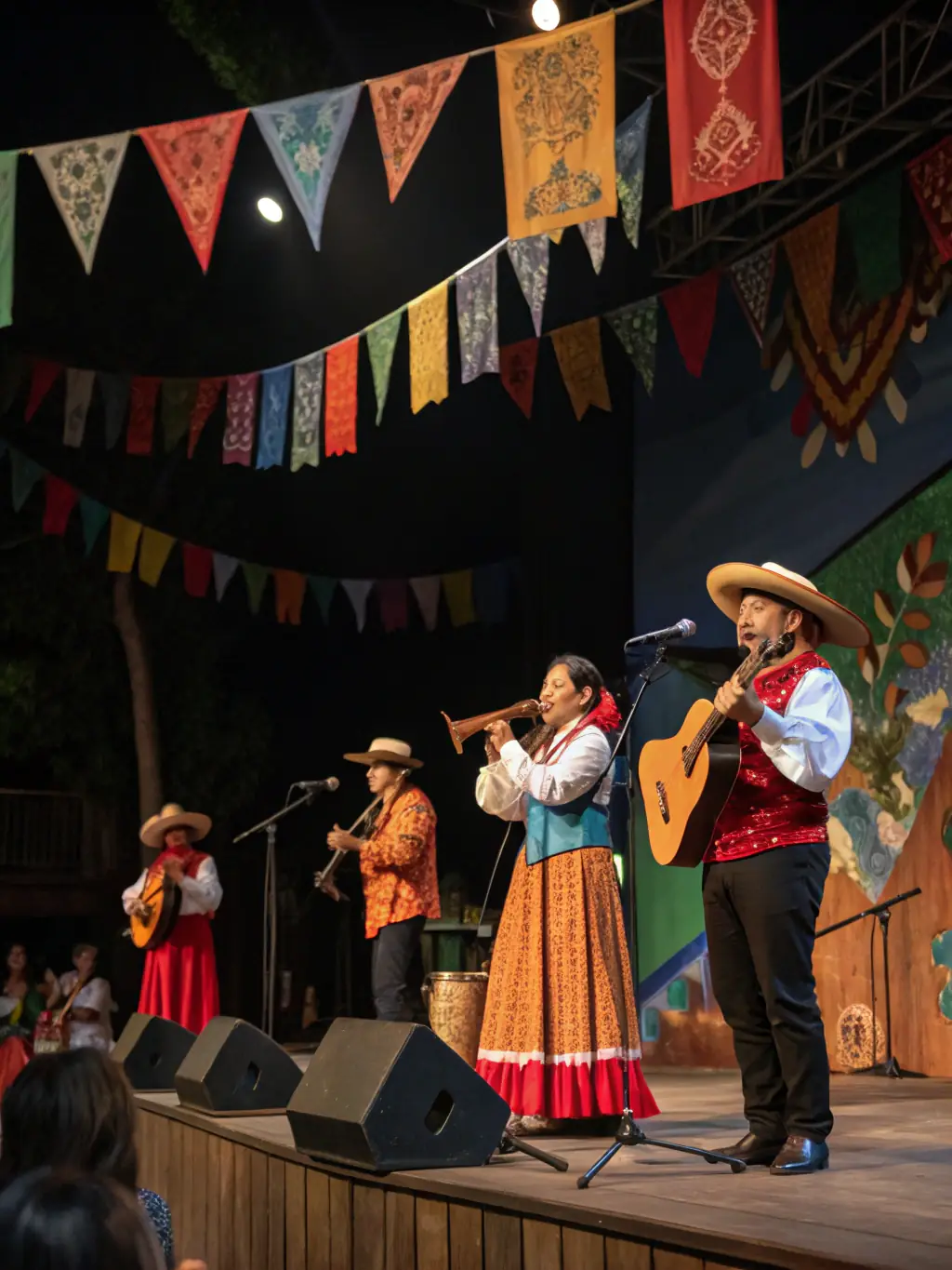 A vibrant photograph capturing a recent cultural event held at the Basilica, showcasing traditional music and dance performances.
