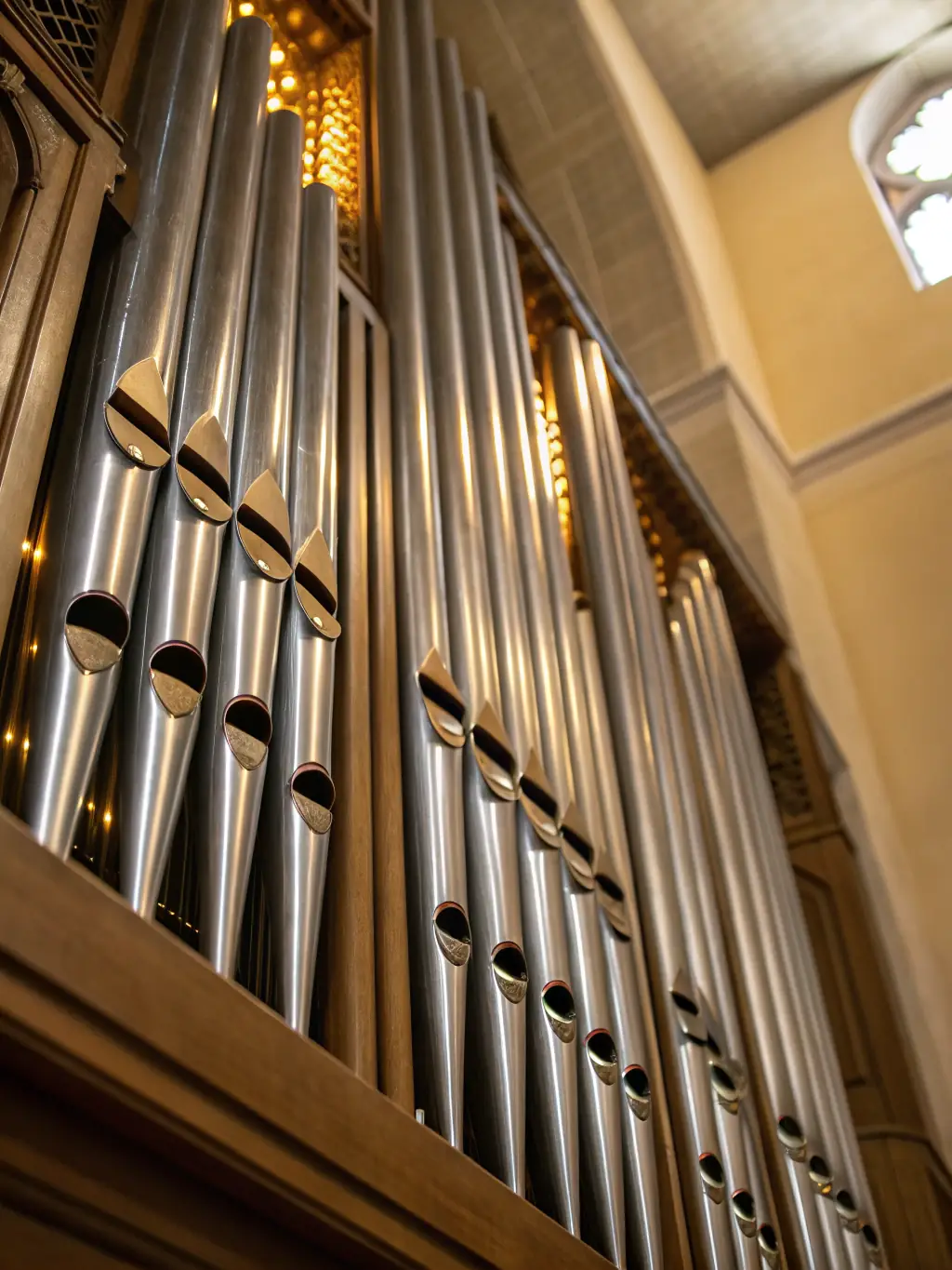 A captivating image of the Merklin organ during a musical performance, highlighting its intricate details and powerful sound.